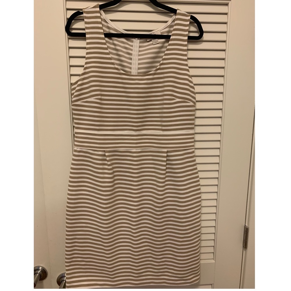Loft White and Gold Stripe Dress (12) never worn